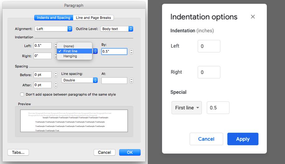 Manuscript format | Setting up indentation